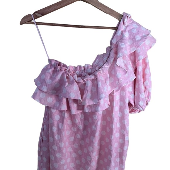 Lisa Marie Fernandez x Target one shoulder Pink polka dot dress Size M - Picture 4 of 8